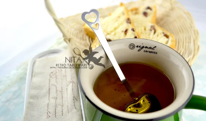 Outils de café Lovely Heart Infuseur à thé en acier inoxydable Passoire Cuillère Diffuseur Filtre plus raide