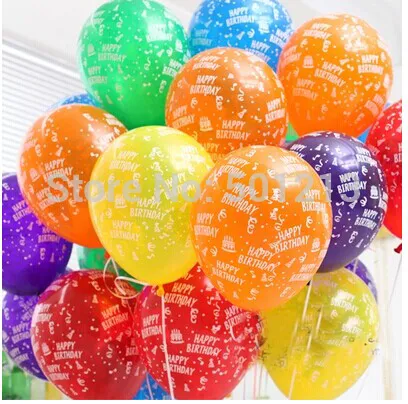 무료 배송 100pcs / lot 12inch 생일 파티 장식 Ballons 라텍스 라운드 헬륨 풍선 생일 축하 인쇄