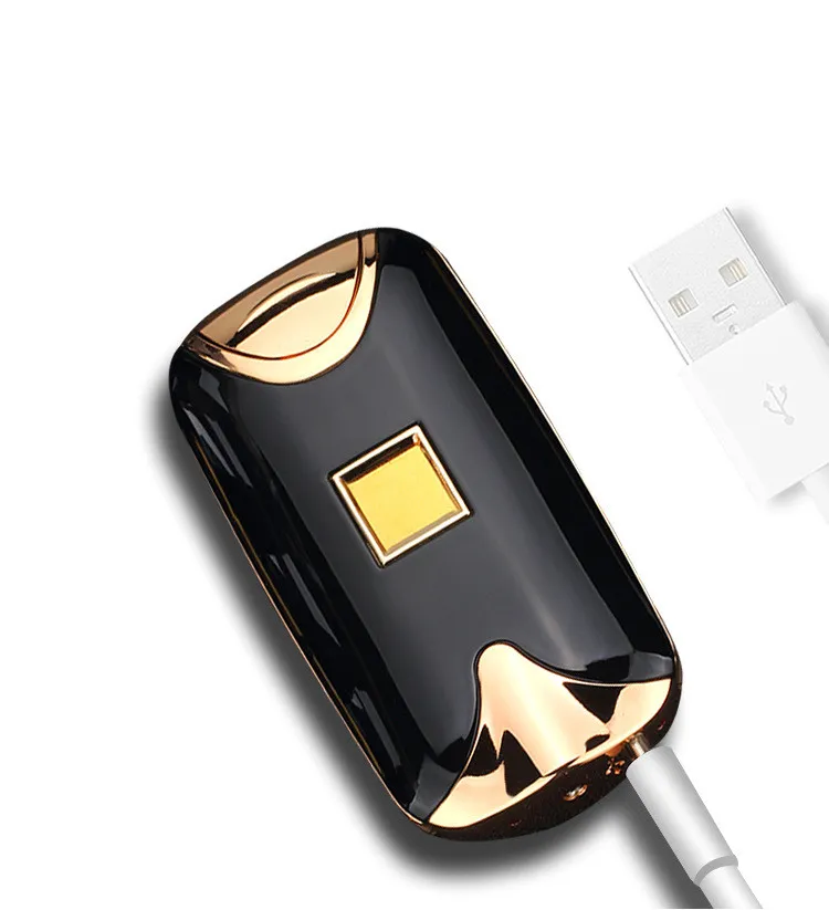 Newest fashion and hot selling USB Electric Dual Arc Metal Flameless fingerprint Rechargeable Windproof Lighter