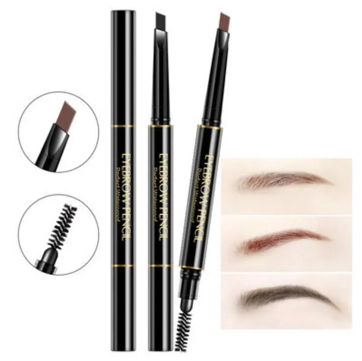 Crayons à sourcils automatiques à double extrémité crayon à sourcils Eyeliner imperméable à l'eau avec pinceau maquillage outil cosmétique 5 couleurs