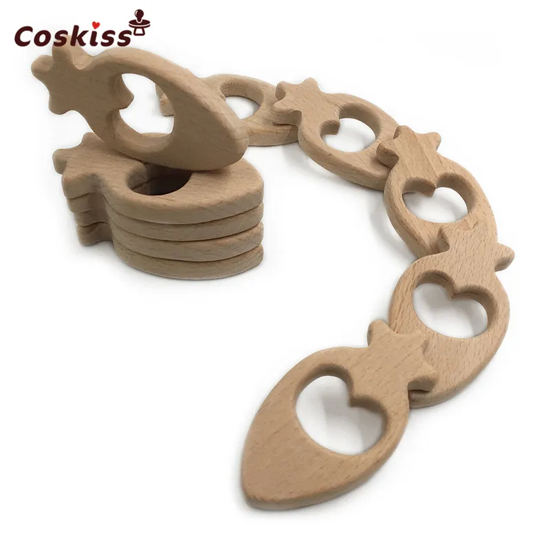 Bricolage bébé jouets de dentition bio naturel hêtre en bois lions de mer-couronne-gros éléphant-croix-cactus-dent coupe à la main jouet bébé en bois anneau de dentition cadeau