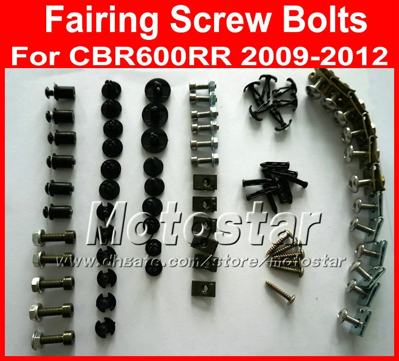 دراجة نارية Fairing screw screw kit لهوندا 2009 2010 2012 CBR600RR ، CBR 600 RR 09-12 CBR 600RR أسود fairings مسامير الترباس مسج مجموعة