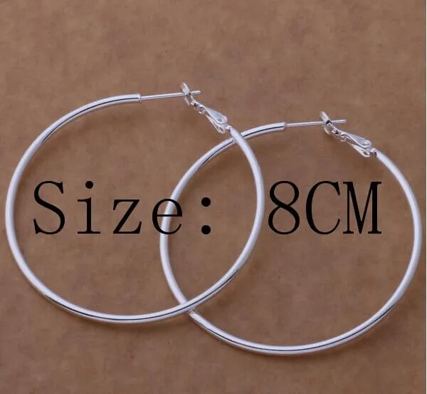 High quality 925 sterling silver hoop earrings large diameter 5-8CM fashion party jewelry pretty cute Christmas gift 1343