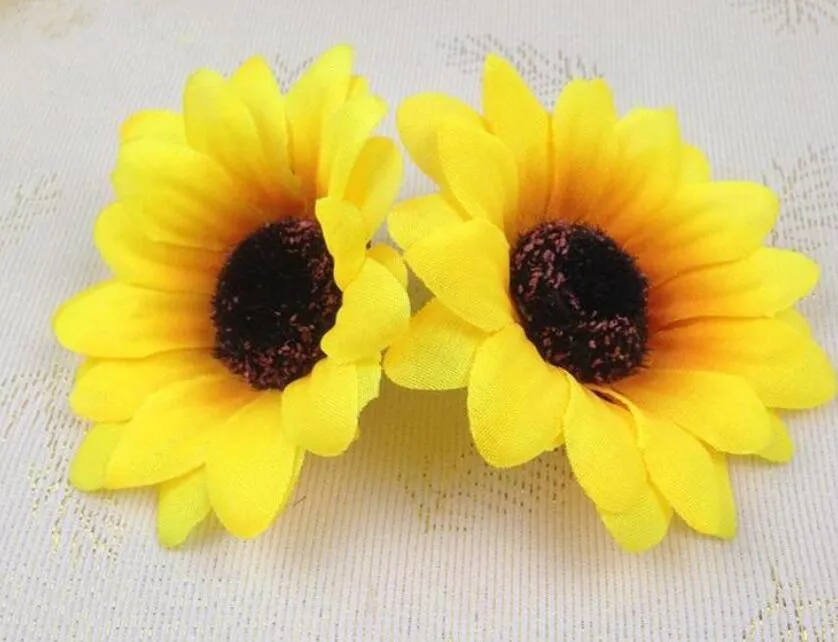 2.8 ''fleurs artificielles têtes de tournesol en soie fleur Simulation fleurs décoratives pour fête mariage maison vente en gros