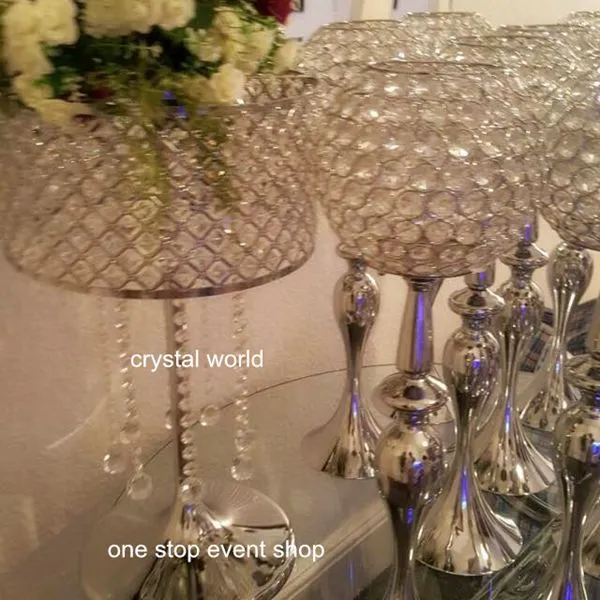 Crystal Flower Vase , Crystal Vase for Wedding in Gold Finish, Crystal Vase for