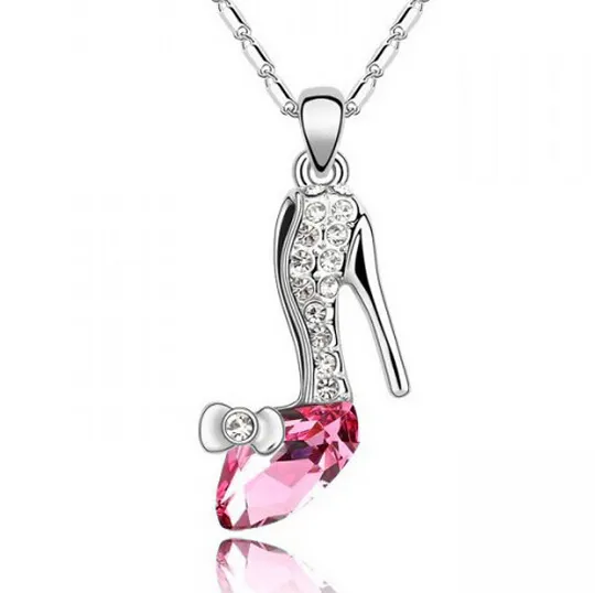 18K guldpläterade smycken Cinderella Crystal Shoes Pendant Österrike Crystal Halsband