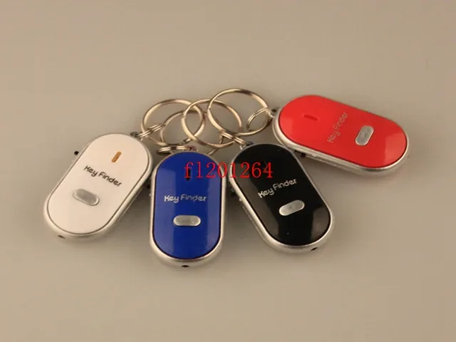 100PCS / LOT FREE SHIPPING LED Key Finder Locator Hitta förlorade nycklar Kedja Keychain Whistle Sound Control Nyingring