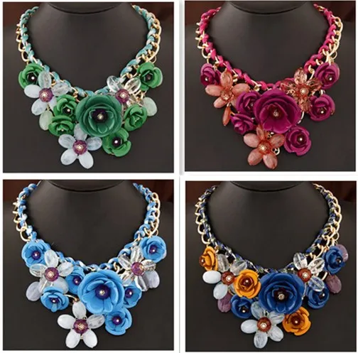 Mode Kettingen Transparante Grote Hars Vrouwen Ketting Crystal Bloem Vintage Choker Verklaring Ketting Mode-sieraden