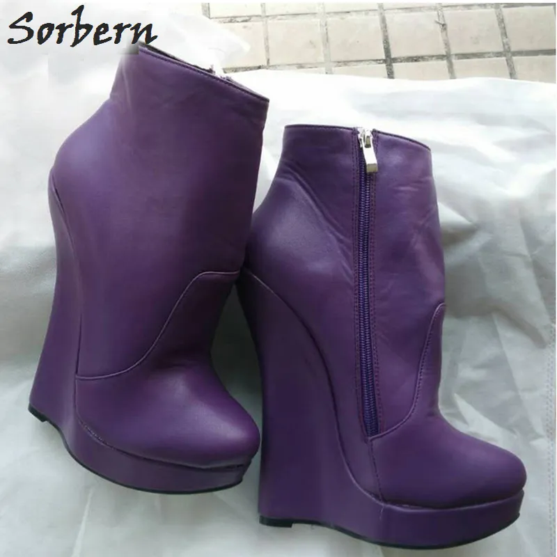 Sorbern Custom Boots Fetish Stallion Horse Hoof Sole Ankle Boots With Zip BDSM Platform Rock Star Night Club Goth Punk Hi Heel Boot