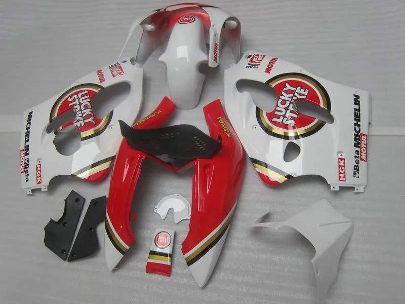 ABS Vollverkleidungssatz für SUZUKI GSXR600 GSXR750 1996 1997 1998 1999 2000 GSXR 600 750 96-00 weiß rot LUCKY STRIKE Verkleidungen GB10