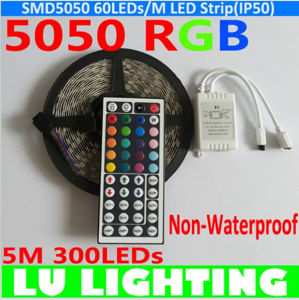 Luz da tira do diodo emissor de luz 5050 SMD RUGB RUBAN LED Fita de luz não impermeável 12V Fita de LED com 44keys IR controlador remoto