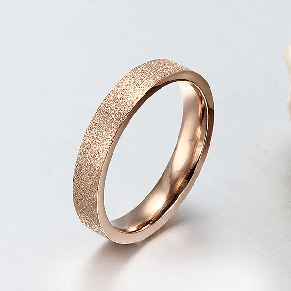 18K Gold Plated Titanium Steel Ring For Women Dull Polish Finish, 4mm