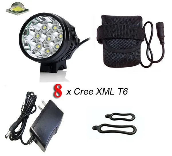 Sky Ray 8T6 Luce bici 8Cree XML T6 3 modalità Max 12000 lumen Luce bicicletta anteriore con pacco batteria 6186505081512