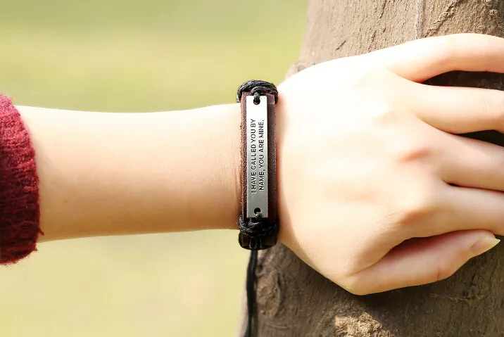 VNOX Personalized Inspirational Bracelet For Men - Engraved Rope Adjustable Bracelet With Lava Stone, Stainless Steel, Motivational Gift