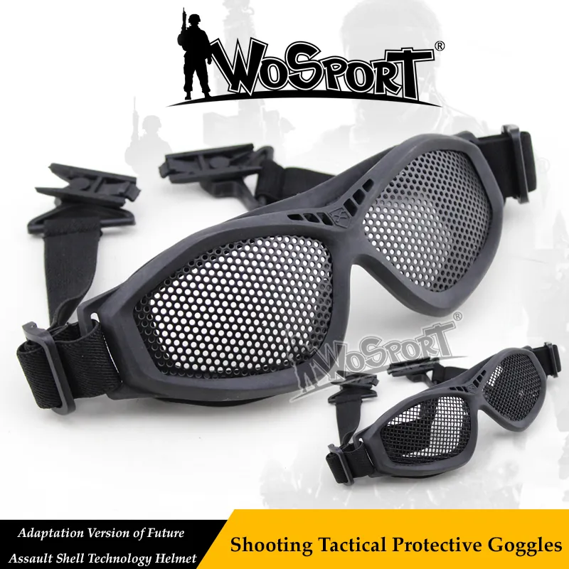 WoSporT Tactical Safety Eyeglasses Paintball Steel Net Mesh FAST Helmet