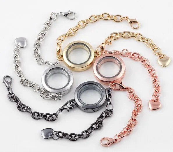 10st / lot mix färger slät vanligt glas 25mm flytande locket armband armband för kvinnor mode smycken