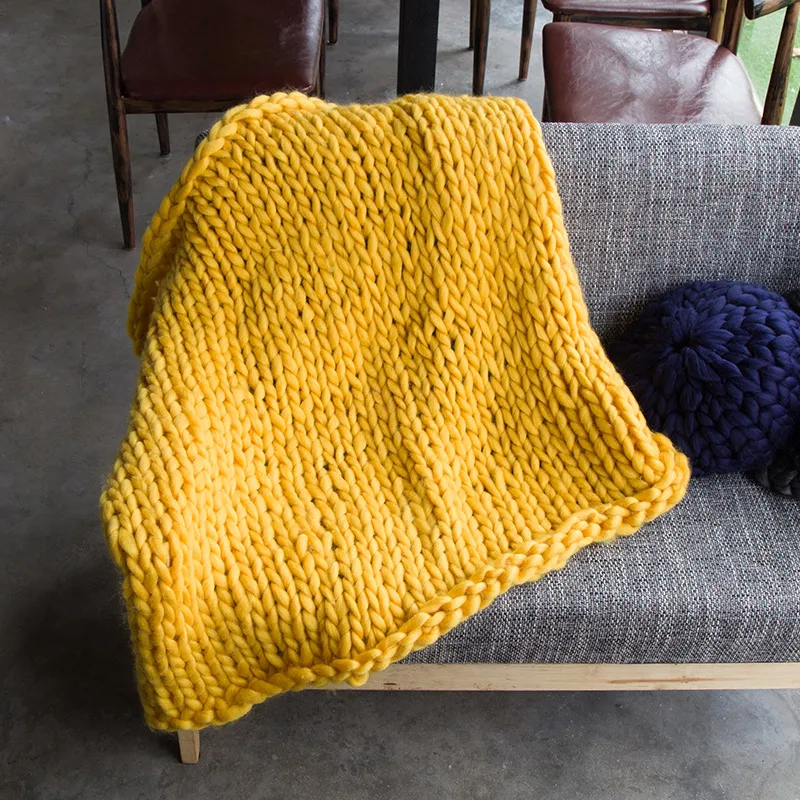 2 Sizes Knitted Blanket Handmade Weaving Photography Props Crochet Linen Woolen Blankets Christmas Gifts