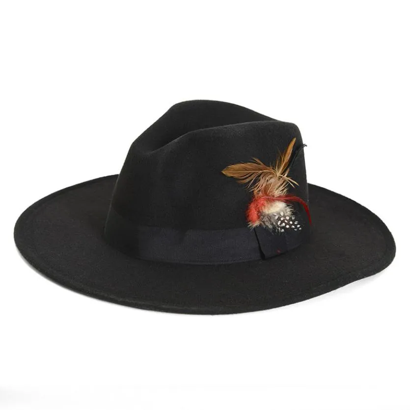 Wholesale-Flowerli 2015 novo unisex vintage vintage jazz feltro chapéus homens trilby boné fedora Inglaterra estilo de lã de lã feltro sombreros