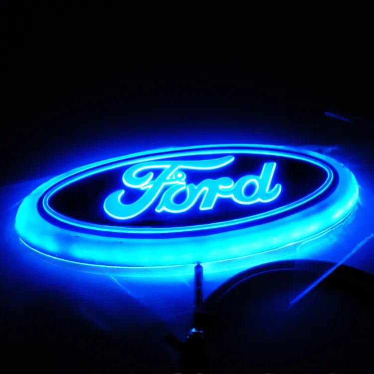 LED 4D logo de voiture lumière 14 5 cm 5 6 cm Logo de voiture autocollant automatique Badge lumière bleu rouge blanc lumière pour ford FOCUS MONDEO288p