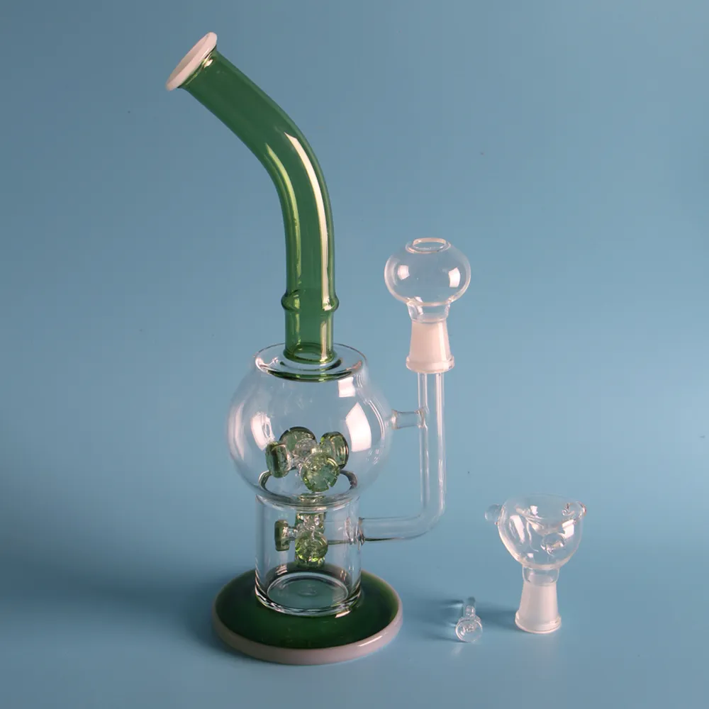 2015 hot sale bongs glass beaker bong high quality real picture jade glass water pipes with percolator hookahs