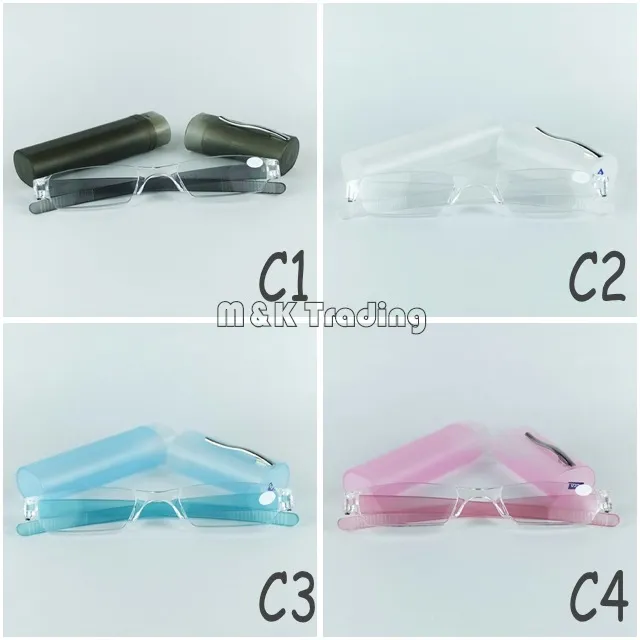 Slim Reading Glasses Plastic Tube Reading Eyewear PC Power Lens blandade färger med 20st9141186