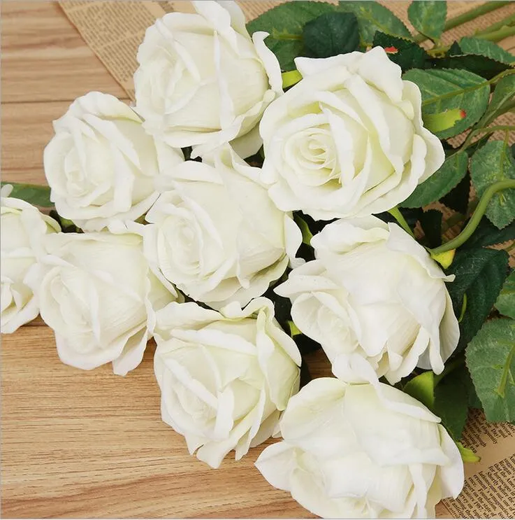 ローズの造花の絹の布の結婚式のホームデザインの花の花束の装飾製品供給送料無料HR009