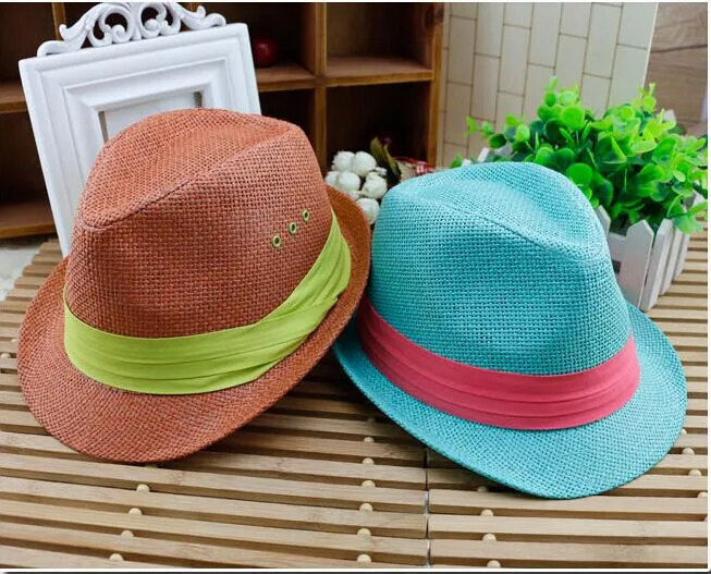 2015 nya stilar Barn Fedora Hat Kids Sunhats Sommarflickor Boys Hat Kids Caps