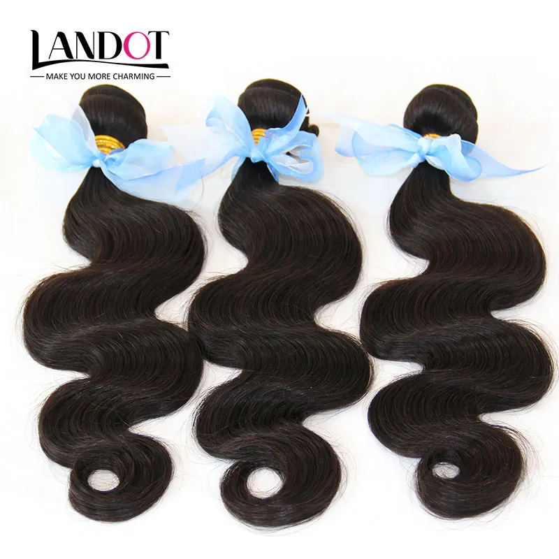 Индийские человеческие волосы Weave Bundles 100% Unprocessed 8A Индийские волосы волдыря тела 3 шт. Лот Индийские наращивания волос Естественный черный цвет Dyeable