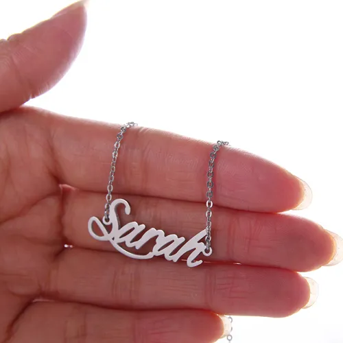 Personalisierte Namenskette für Damen, personalisierte Namensschild-Halskette Sarah, Edelstahl, Gold und Silber, individueller Schmuck 219 Karat