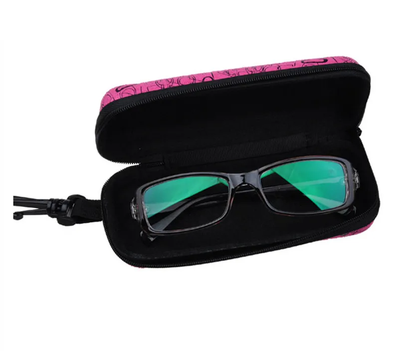 New Protable Eyewear Case Zipper Hard Sunglasses Case Glasses Eyewear Hook Sunglasses Box Cover Bag 