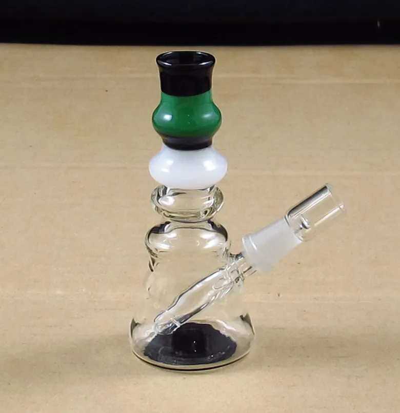 två funktioner 4 tums mini glas dab oljeriggar bubbler bong vattenrör 10mm WYK-003MINI bärbar lätt att bära med