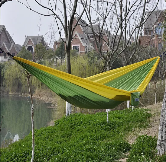 Ree expédition 100 pièces/lot hamac de couchage en tissu de Parachute extérieur hamac de Camping unique