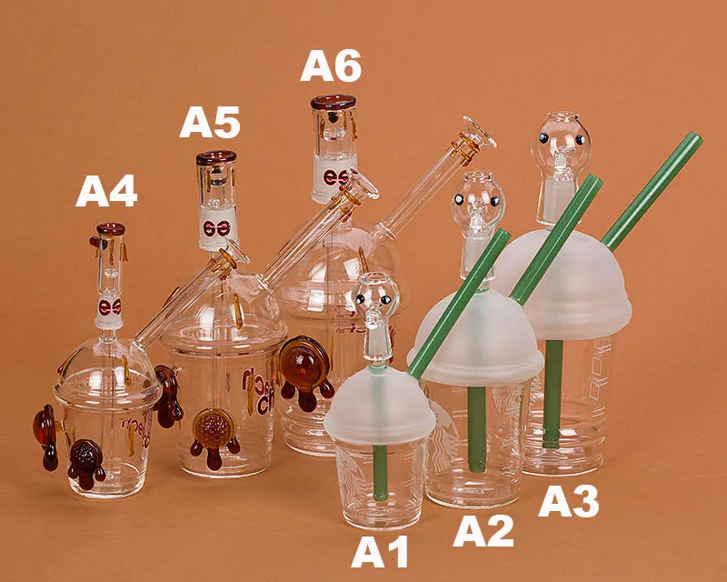 Sandblasted Starbuck Cup Dab Concentrate Hookah /Bubbler Hand Blown Glass Pipes Vase Perc Percolator Water Smoking Pi