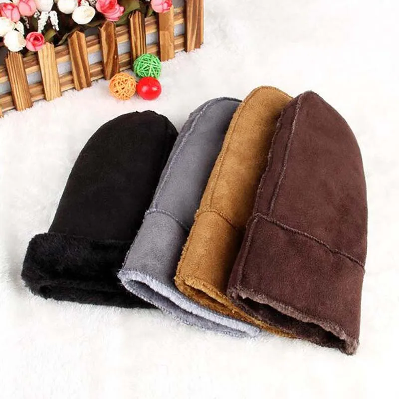 Fausse peau de mouton mitaines thermiques gants fourrure garniture daim cuir hiver épais cachemire chaud taille gant Guantes fourrure