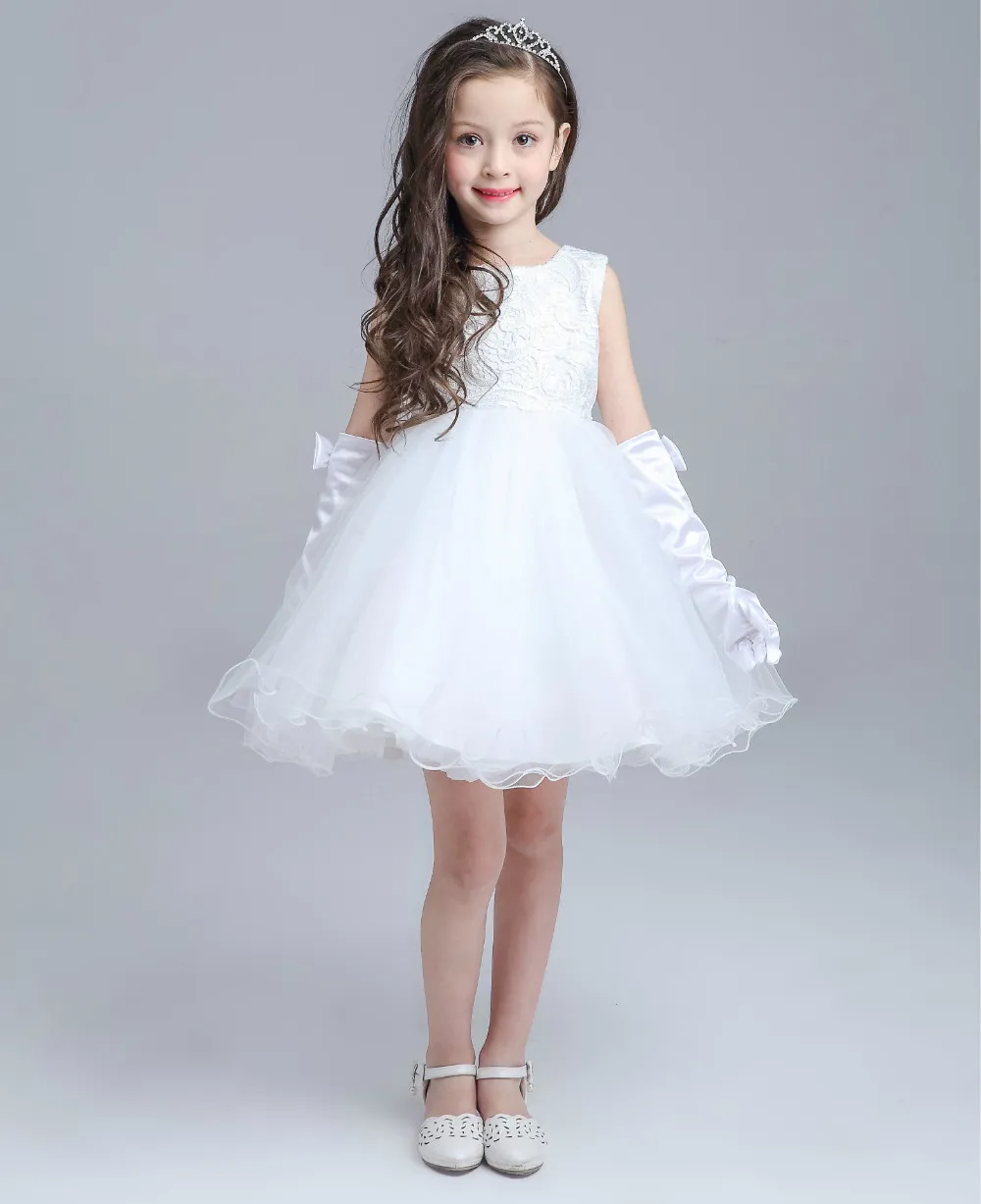 Bollklänning Little Girl's Pageant Dresses With Beads Beauty Cute Flower Girls Dress Custom Made Kids Formal Wear HY1301