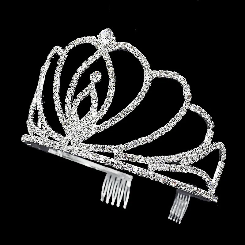 Tiara nuziale di cristallo Party Pageant Corona di lusso Corone nuziali placcate argento Fascia capelli Fermagli capelli economici Accessori capelli da sposa Of1110555