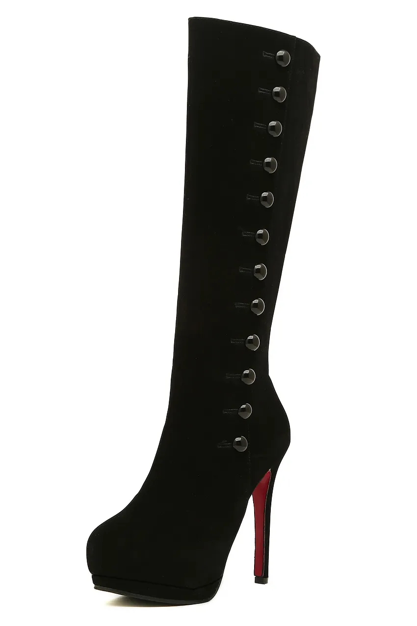 2016 Fashion High Heeled Boots Womens Long Boots Side Zipper Knight ...