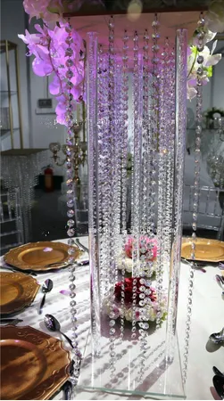 Lang vierkant acryl centerpiece, Crystal Wedding Flower Stand