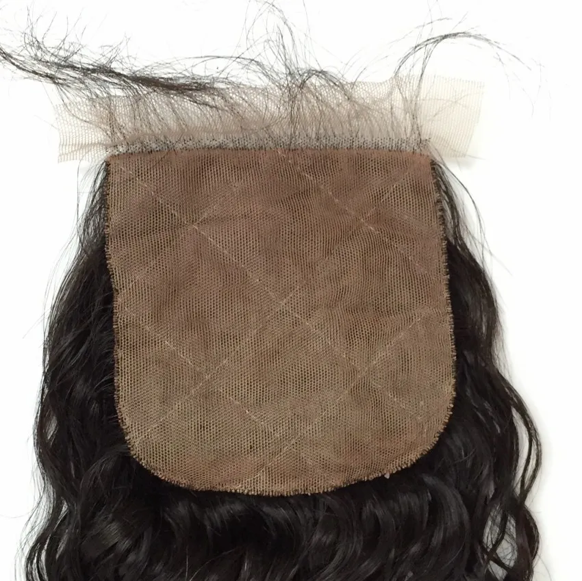 Hair Closure Virgin Peruvian Hair Extensions Natural Color middle part silk closures 4x4 with Bundles Hair deep wave