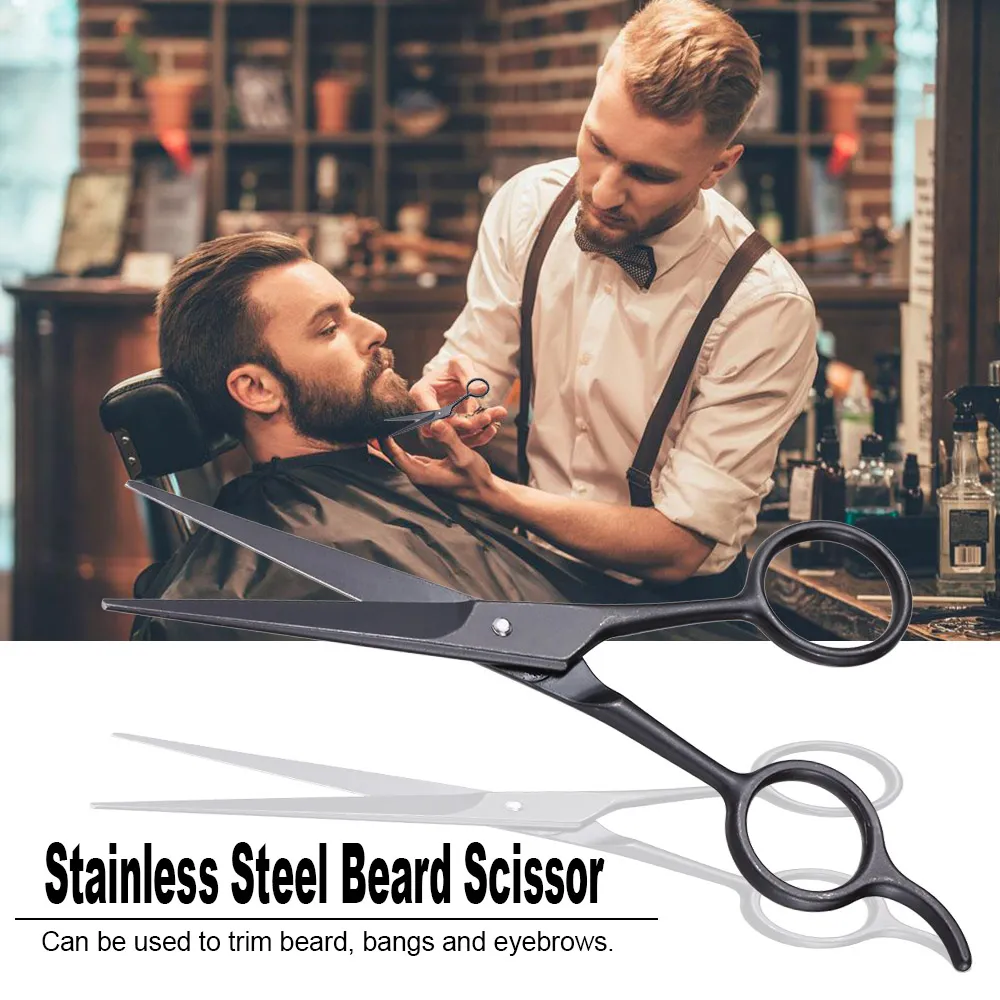 Stainless Steel Beard Scissor for Barber Home Use Black Mini Size Shaving Shear Beard Trimmer Eyebrow Bang Mustache Scissor8516946