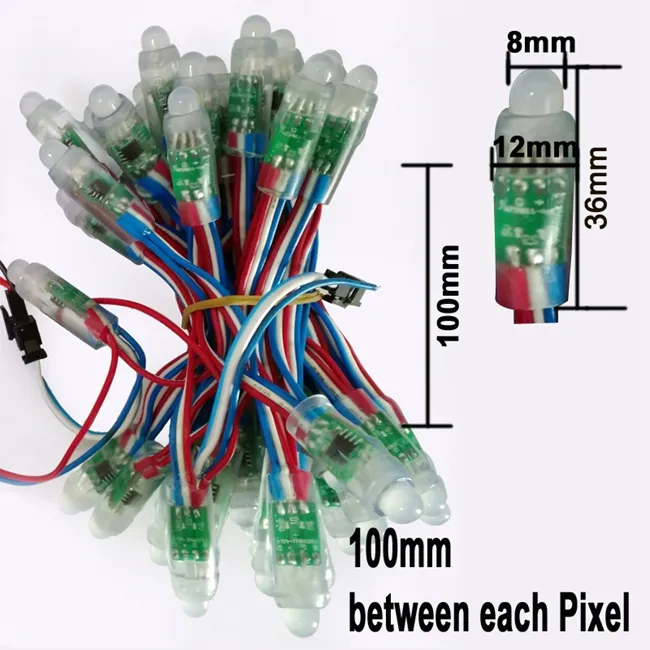 12mm WS2811 2811 IC RGB LED-modulsträng Vattentät DC 5V 12V Digital fullfärg LED pixel ljus