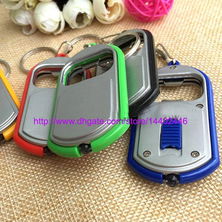 Fast DHL 3 in 1 Beer Can Bottle Opener LED Light Lamp Key Chain Key Ring Keychain Mixed colors