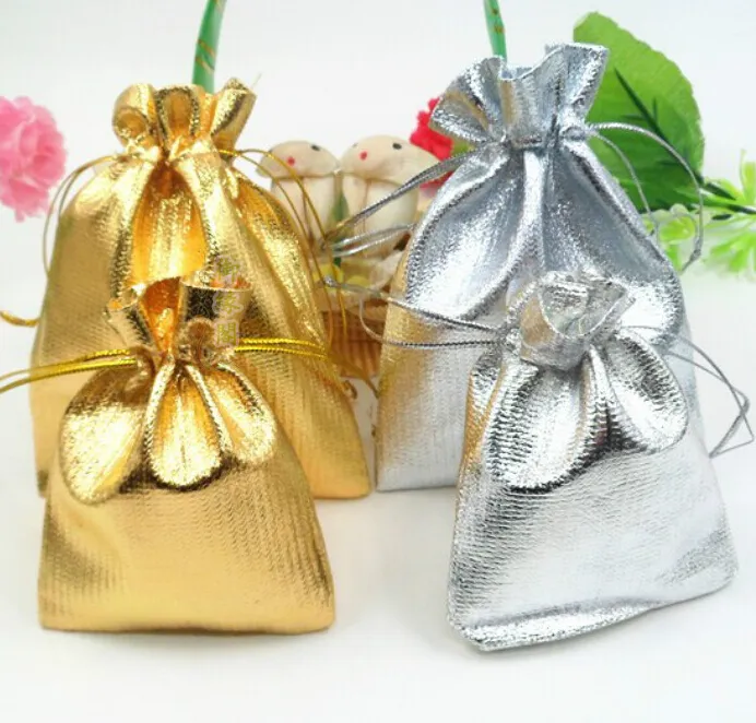Sacchetti di gioielli in raso di garza placcato oro moda Gioielli Sacchetti regalo di Natale Borsa Borsa regalo di nozze 4 Dimensioni 5x7 cm 7X9 cm 9x12 cm 13x18 cm