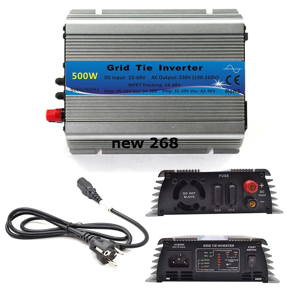 500W Grid Tie Inverter MPPT Funktion 22-60VDC ingång till 110V eller 230VAC ren sinusvågomvandlare 500W Solar Power Inverter