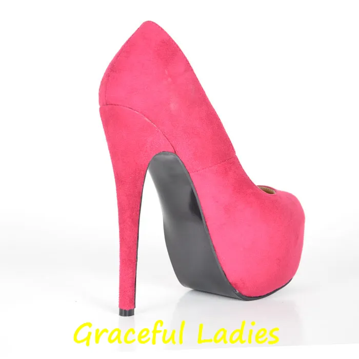 Hot Pink Suede Dress Shoe Stiletto Heel Platform Stiletto Heel 2015 Designer Women Heel Fashion Slip-ons Summer Shoe Women Fringe Heels