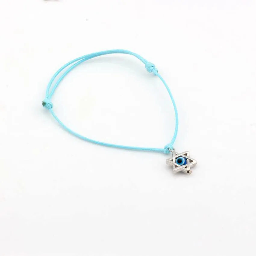 Hot ! Kabbalah Star of David Charms Mixed color Wax rope Adjustable Bracelets