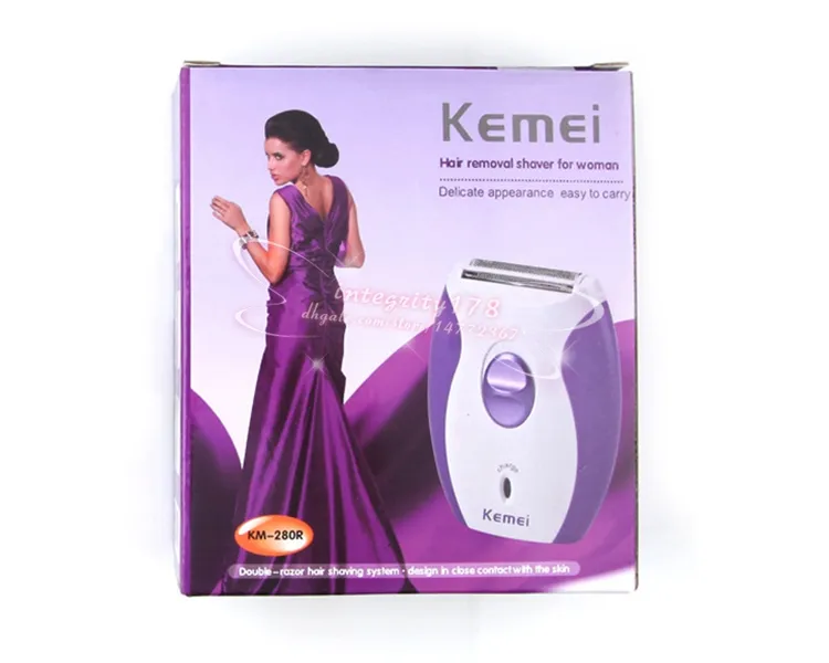 Kemei Lady's Electric Women Shaver Shaving Hair Remover Km-280R Kvinnlig hårborttagare, Lila Epilator Uppladdningsbar, 10st / 