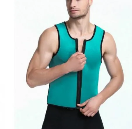 Hot Men Ultra Sweat Cincher bodyshapers zipper vest shaper corset slimming Burnning fat Neoprene Rubber Latex men's Bodyshaper