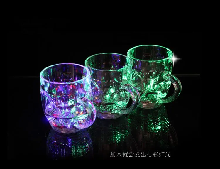 High quality LED glasses, water cup,Creative club KTV liquid induction beer cup Colorful flash drink cup