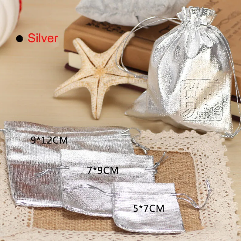 Guld Silver Glitter Velvet Drawstring Pouch Bag Christmas Wedding Candy Bag Presentväska Smycken påse 4Size 5x7cm 7x9cm 9x12cm 13x18cm